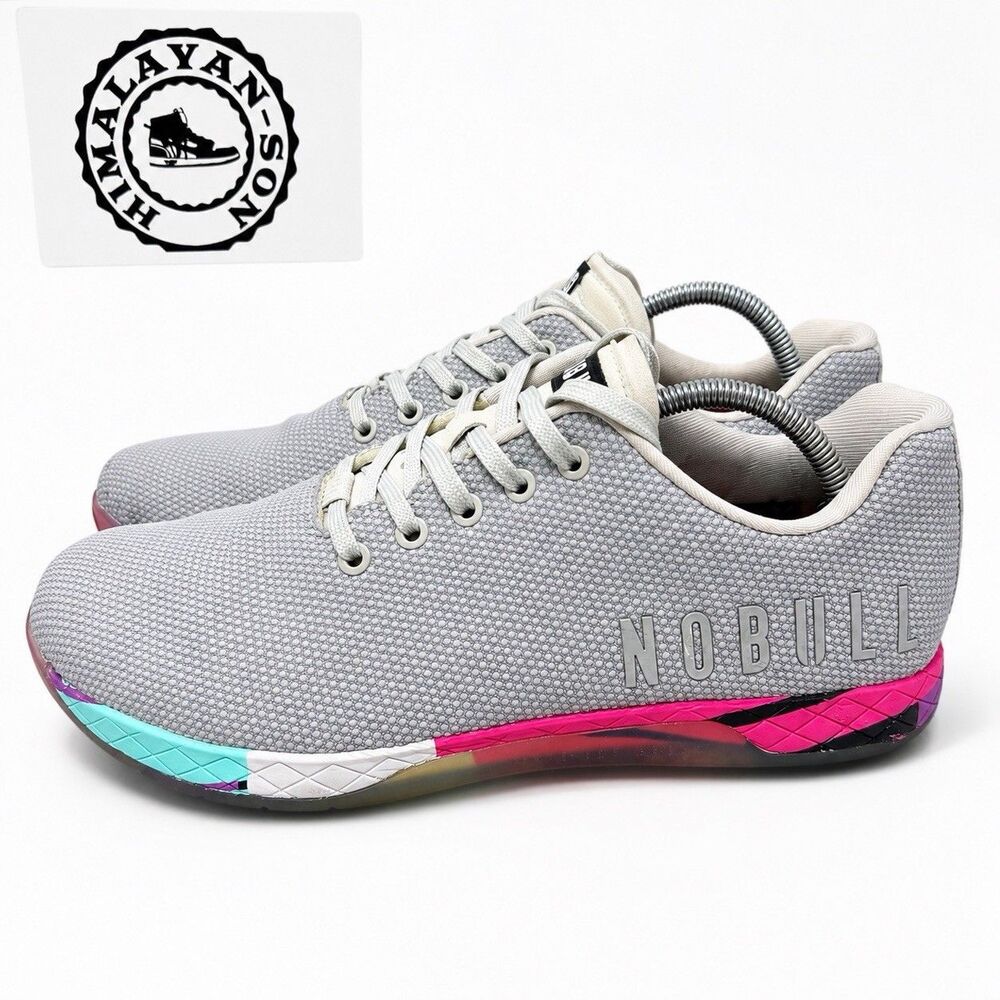 NOBULL Trainer Gray Pink Cross Training Artic Lighting Mens US 10.5 Women Sz 12